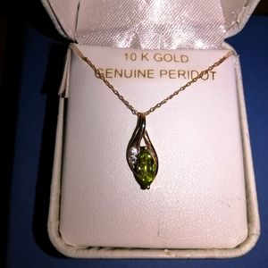 Peridot and 10k Gold Pendant on 10k Chain